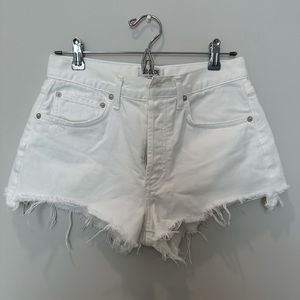 AGOLDE white denim shorts